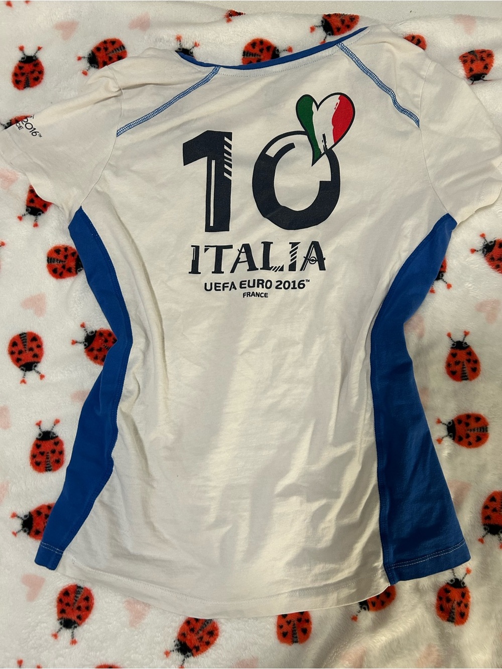 Vintage UEFA Euro 2016 ITALIA White & Blue Soccer Baby Tee